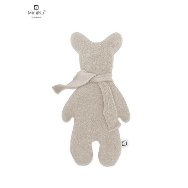 MimiNu - Jucarie textila moale pentru bebelusi, Bear Krzys, Din thermofrotte, Dimensiune 31 x 17 cm, Material certificat Oeko Tex Standard 100, Beige