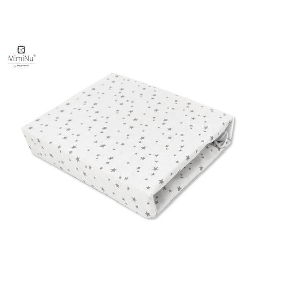 MimiNu - Cearceaf cu elastic pentru patut 120X60 cm, Din bumbac, Mini Gray Stars