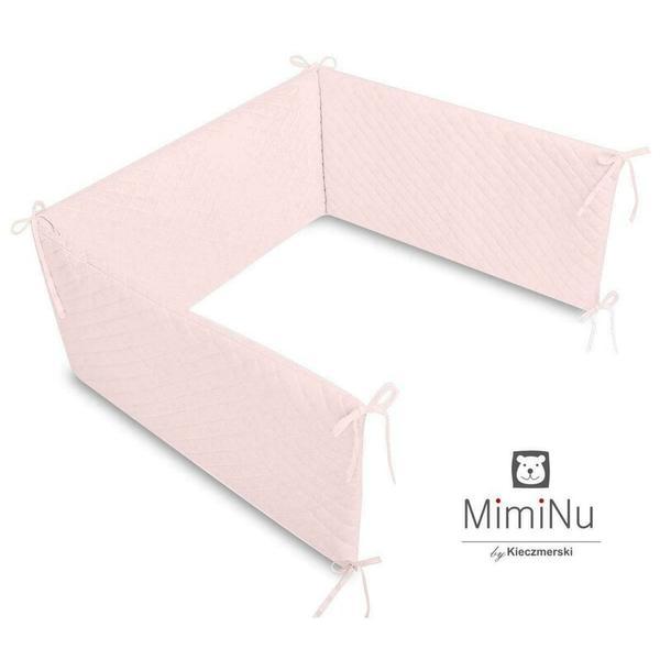 MimiNu - Aparatoare matlasata din catifea moale, Cu fermoar, Cu husa detasabila si lavabila, Pentru patut 120X60 cm, Pink