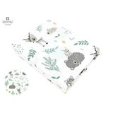 MimiNu - Cearceaf cu elastic pentru patut 120X60 cm, Din bumbac, Forest friends Grey/Mint