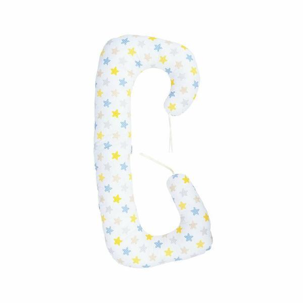 BabyNeeds - Perna 3 in 1 pentru gravide si bebelusi Soft, Cu husa din bumbac, Stelute multicolore