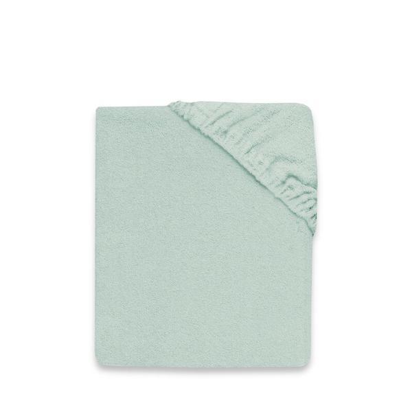 Qmini - Cearceaf cu elastic pentru patut leagan sau patut co-sleeper, Dimensiune 90x40 cm, Din bumbac terry, Material certificat Oeko Tex Standard 100, Cold Mint