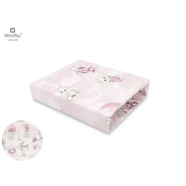 MimiNu - Cearceaf cu elastic pentru patut 120X60 cm, Din bumbac, Design, Awesome Bunnies