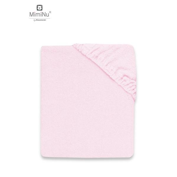 MimiNu - Cearceaf cu elastic pentru patut 120X60 cm, Din terry, Material certificat Oeko Tex Standard 100, Pink