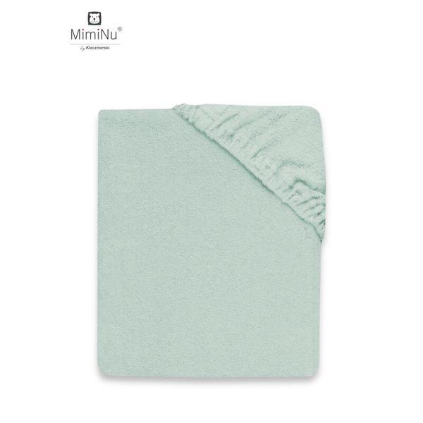 MimiNu - Cearceaf cu elastic pentru patut 120X60 cm, Din terry, Material certificat Oeko Tex Standard 100, Cold Mint