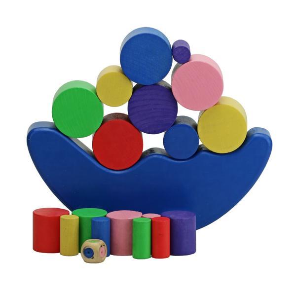 Joc echilibru BALANCE, lemn multicolor, tip Montessori, 20 piese