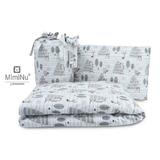 MimiNu - Lenjerie patut 3 piese, Cu protectie laterala, Forest, Din bumbac, Pentru patut 120x60 cm