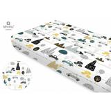 MimiNu - Cearceaf cu elastic, Din bumbac certificat Oeko Tex Standard 100, Pentru pat 160x80 cm, Childrens Journey Grey