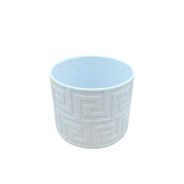 Ghiveci decorativ printat 3D din material biodegradabil, cu tematica antica, alb marble, 84x84x72 mm