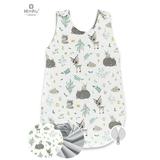 MimiNu - Sac de dormit pentru bebelusi, De iarna, Din bumbac, Cu fermoar lateral, Cu capse pe umar, 70 cm, 0 – 6 luni, 2.5 Tog, Forest friends Grey/Mint