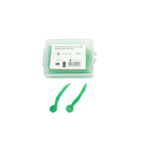 Pene Poly Interdentare cu inel Prima, marime S - verde, 17.8 x 2.1mm, 100 buc