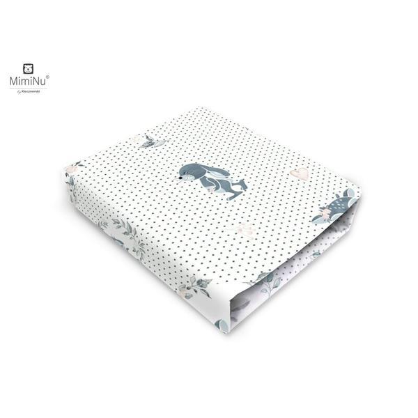 MimiNu - Cearceaf cu elastic pentru patut 120X60 cm, Din bumbac, Deer Dark Mint