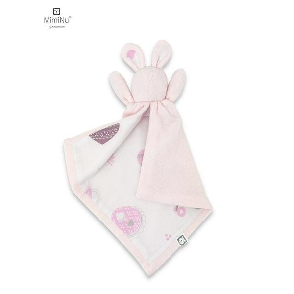 MimiNu - Lanka, Jucarie textila moale pentru bebelusi, Cu doua fete, 45 x 27 cm, Baby Shower Pink