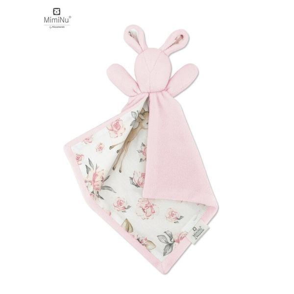 MimiNu - Lanka, Jucarie textila moale pentru bebelusi, Cu doua fete, 45 x 27 cm, Sweet Deer Pink