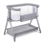 Lionelo - Patut co-sleeper Luna, 2 in 1, Cu setare unghiulara, Cu roti, Reglabil in 6 pozitii pe inaltime, Gri deschis