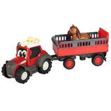 Tractor Dickie Toys Happy Ferguson Animal Trailer cu remorca si figurina