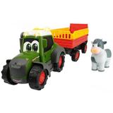 Tractor Dickie Toys Happy Fendt Animal Trailer cu remorca si figurina vaca