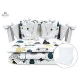 MimiNu - Set lenjerie patut cu 6 piese, Cu pilota si perna, Cu doua aparatori laterale, Din bumbac certificat Oeko Tex Standard 100, Pentru patut 120x60 cm, Childrens Journey Grey