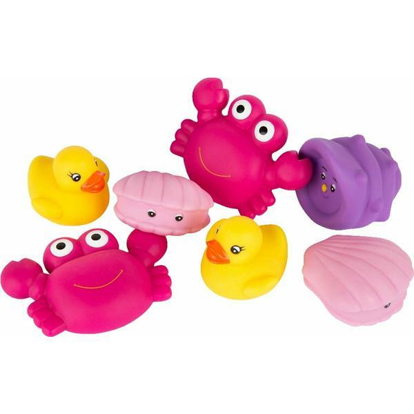 Set 8 animalute de baie, Fara gauri, Cu gentuta pentru transport, Fara BPA, Floating Sea Friends, Playgro, Pink