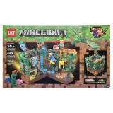 Set de constructie LKT Minecraft cu lampa LED 803 piese tip lego