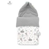 MimiNu - Sac de iarna universal, Impermeabil, Cu fermoar si gluga, Pentru carucior, Scaun auto, Saniuta, 94x45 cm, Forest friends Mint/Velvet Grey