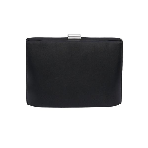 Clutch Tanya Negru Tip Caseta Cu Lant Argintiu