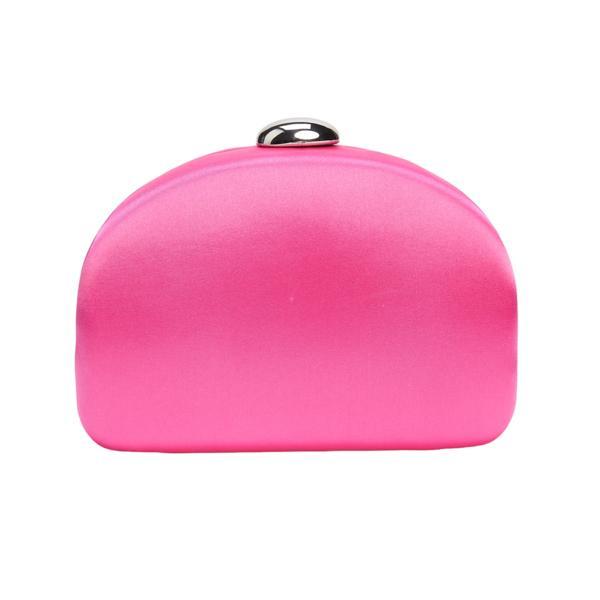 Clutch Juliet Roz-Fuxia Satinat Cu Lant Argintiu