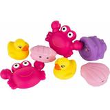 Set 7 animalute de baie, Fara gauri, Cu gentuta pentru transport, Fara BPA, Floating Sea Friends, Playgro, Pink New