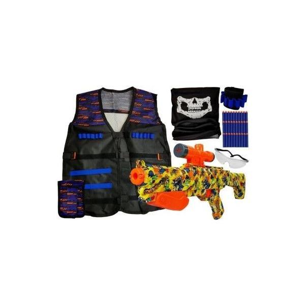 Set de joaca pentru copii, pusca cu gloante de spuma si vesta cu accesorii, LeanToys, 8464