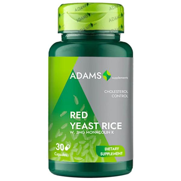 extract de drojdie de orez rosu produs romanesc Drojdie de Orez Rosu Adams Supplements Red Yeast Rice, 30 capsule