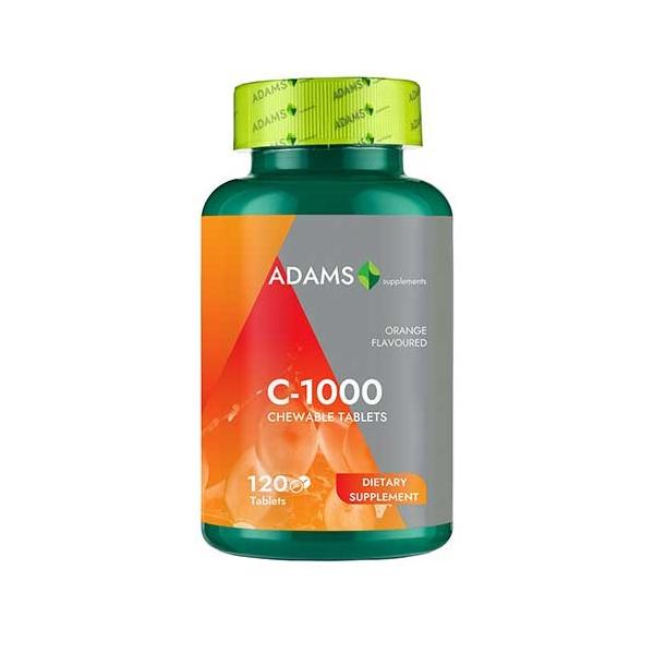 Vitamina C-1000 Masticabila cu aroma de Portocale Adams Supplements, 120 tablete