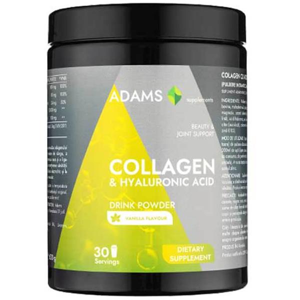 best hyaluronic acid cu colagen de tip 2 Colagen cu Acid Hialuronic Pulbere cu Aroma de Vanilie Adams Supplements Collagen &amp; Hyaluronic Acid Drink Powder, 600 g