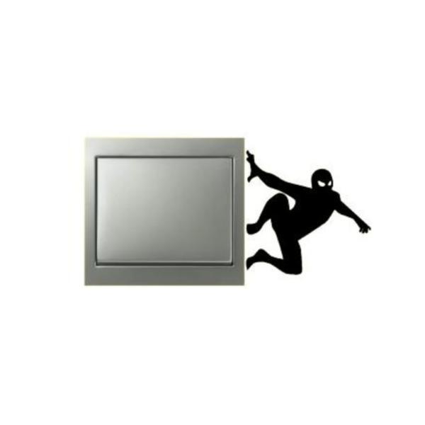 Sticker decorativ, pentru intrerupator, spiderman, negru 10x10 cm