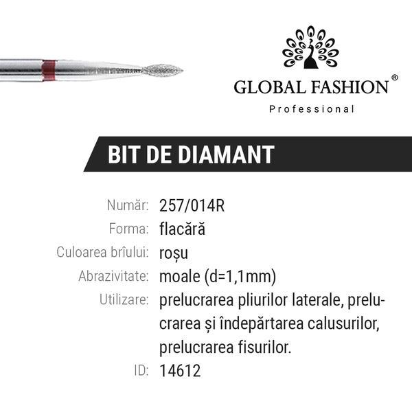 Bit diamant cuticule Flacara 257/014R - Brau rosu