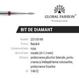 Bit diamant cuticule Flacara 257/014R - Brau rosu