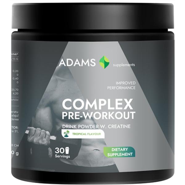 Complex Pre-Workout cu Aroma de Fructe Tropicale Adams Supplements Drink Powder W. Creatine, 450 g