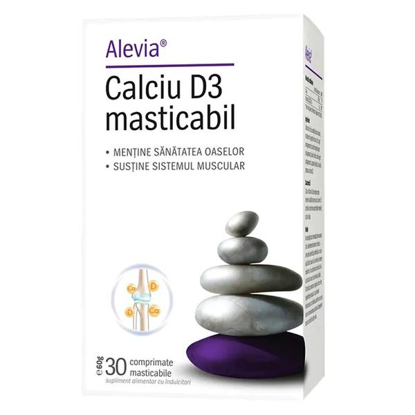 Calciu D3 Masticabil Alevia, 30 comprimate