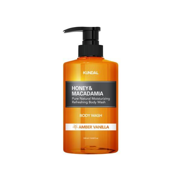 Gel de dus hidratant si revigorant cu miere si macadamia, Amber Vanilla, Kundal, 500 ml