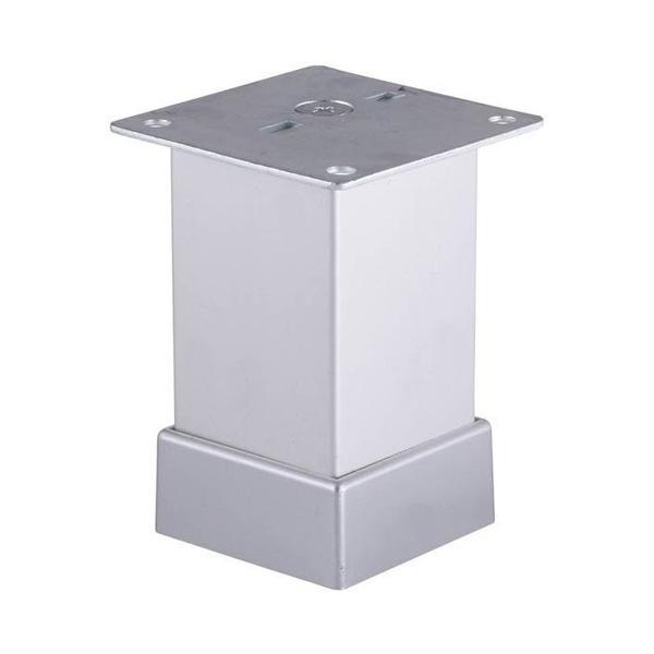 Picior metalic pentru mobilier H:120 mm, finisaj aluminiu, profil patrat 40x40 mm cu masca