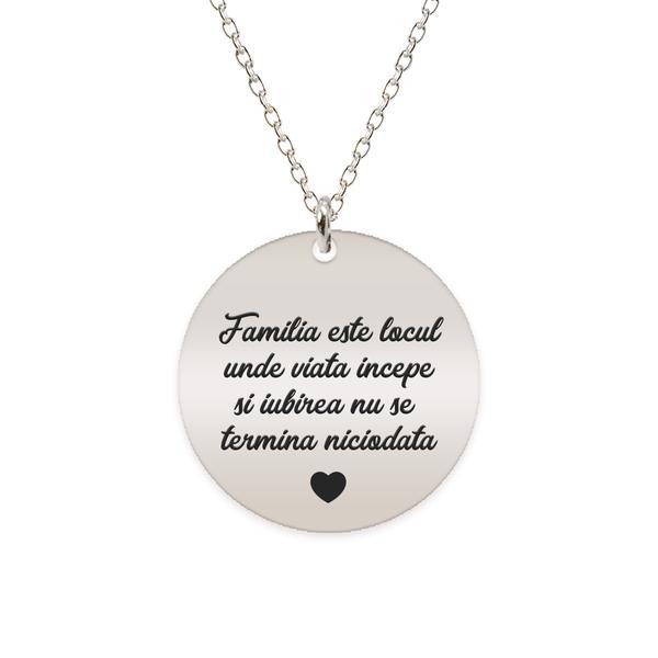 Colier argint banut 20 mm - personalizata cu text