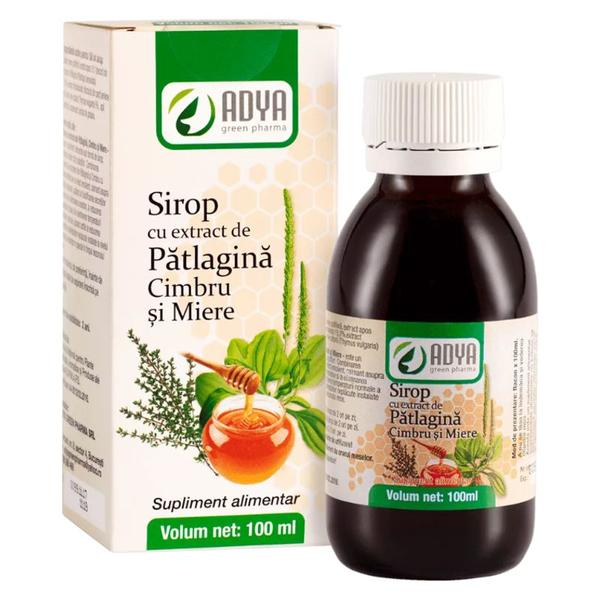 Sirop cu Extract de Patlagina, Cimbru si Miere Adya Green Pharma, 100 ml