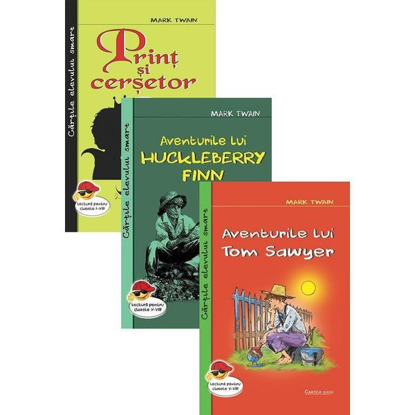 Pachet: Aventurile lui Huckleberry Finn + Print si cersetor + Aventurile lui Tom Sawyer - Mark Twain, editura Cartex