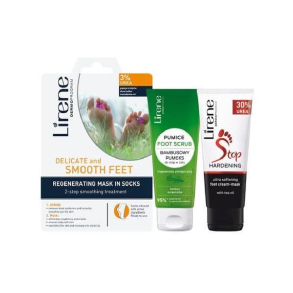 Set Cadou pentru Ingrijirea picioarelor (Crema masca de picioare 75ml, Sosete exfoliante regeneratoare 22ml, Gel abraziv 120ml )