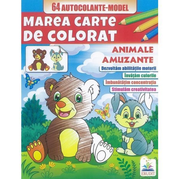 Marea carte de colorat. 64 autocolante. Animale amuzante, editura Pegas