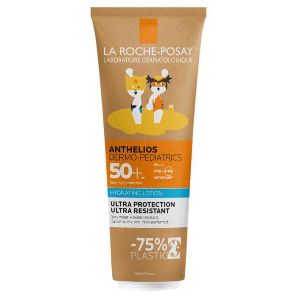 Lotiune hidratanta cu protectie solara SPF 50+ pentru fata si corp Anthelios Dermo-Pediatrics Eco Tube, La Roche-Posay, 75 ml