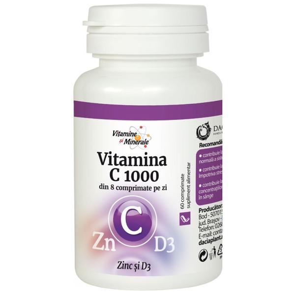 vitamina c cu zinc si d3 efervescent Vitamina C 1000 cu Zinc si D3 - Dacia Plant, 60 comprimate