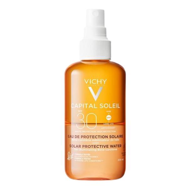 Apa de protectie solara SPF 30 cu beta-caroten pentru fata si corp Capital Soleil, Vichy, 200 ml