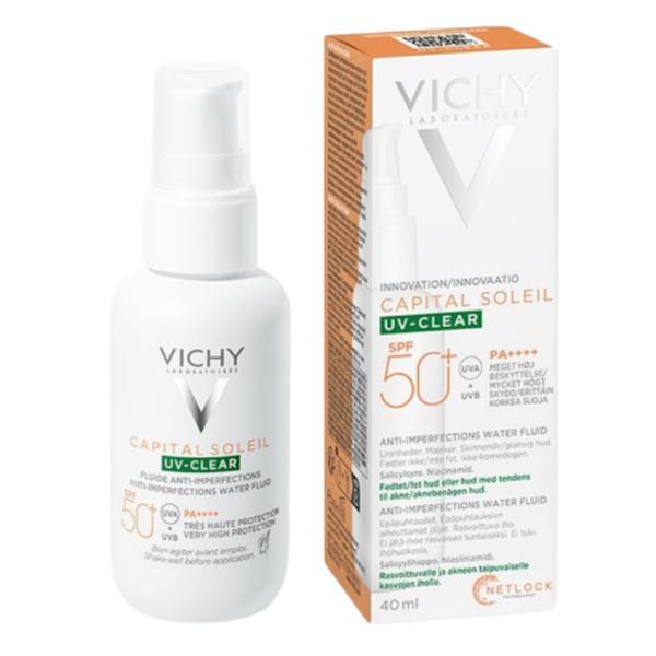 crema de fata cu protectie solara vichy Fluid cu protectie solara SPF 50+ pentru fata UV Clear Capital Soleil, Vichy, 40 ml