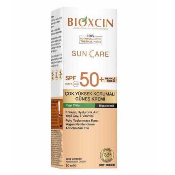 Crema solara pentru ten gras Bioxcin Sun Care SPF 50+ , Nuantata