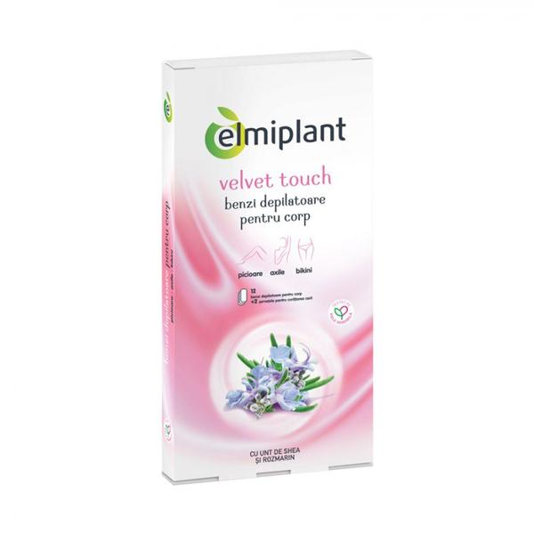 Benzi Depilatoare pentru Corp cu Unt de Shea si Rozmarin - Elmiplant Velvet Touch - 12 buc